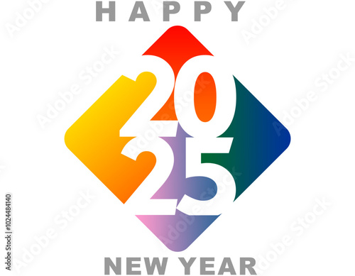 Happy new year 2025 design. With colorful truncated number illustrations. Premium vector design for poster, banner, greeting and new year 
