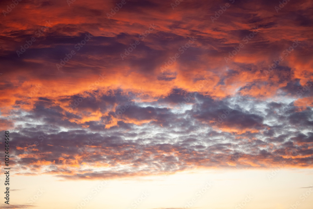 Fototapeta premium A sunset with a purple sky and clouds