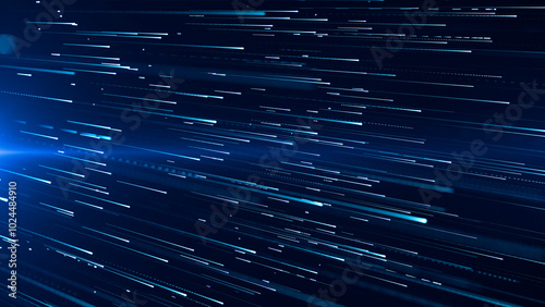 Abstract colorful background with bright neon rays and glowing lines. blue neon lines or light stripes. Speed ​​of light.
