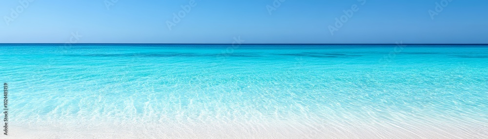 Pristine white sand beach meeting crystalclear turquoise water on a sunny day inviting Pristine white sand beach meeting crystalclear turquoise water on a sunny day inviting