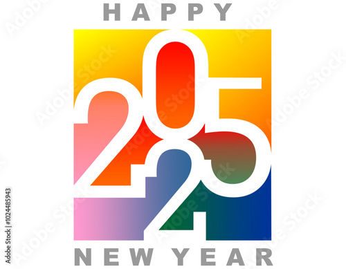 Happy new year 2025 design. With colorful truncated number illustrations. Premium vector design for poster, banner, greeting and new year 