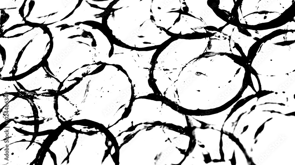 Obraz premium Black and White Painted Circle Circular Print Making Pattern Grunge Texture