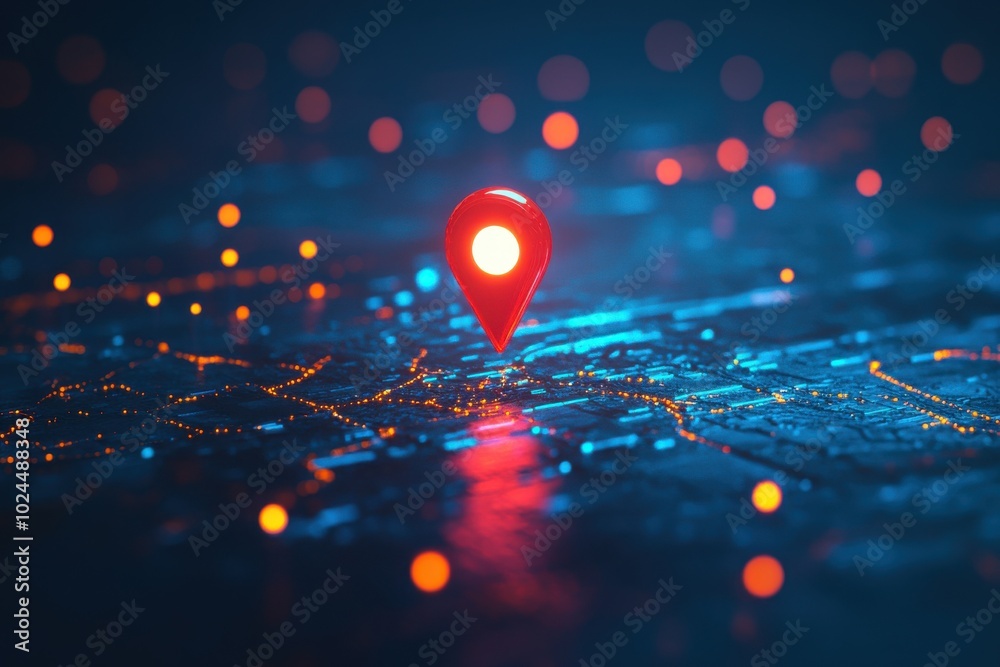 A vibrant image of a 3D map in dark blue tones with illuminated data points A vibrant image of a 3D map in dark blue tones with illuminated data points