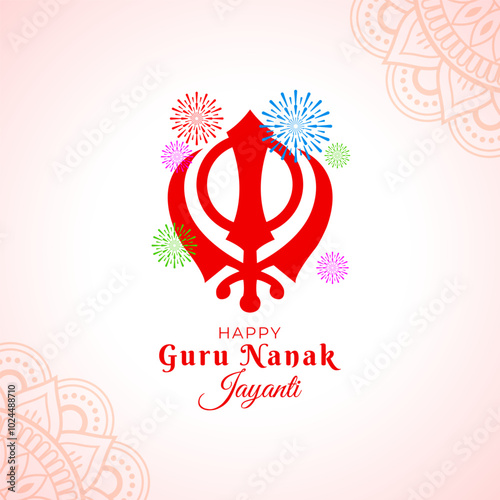 Vector illustration of Guru Nanak Gurpurab social media template