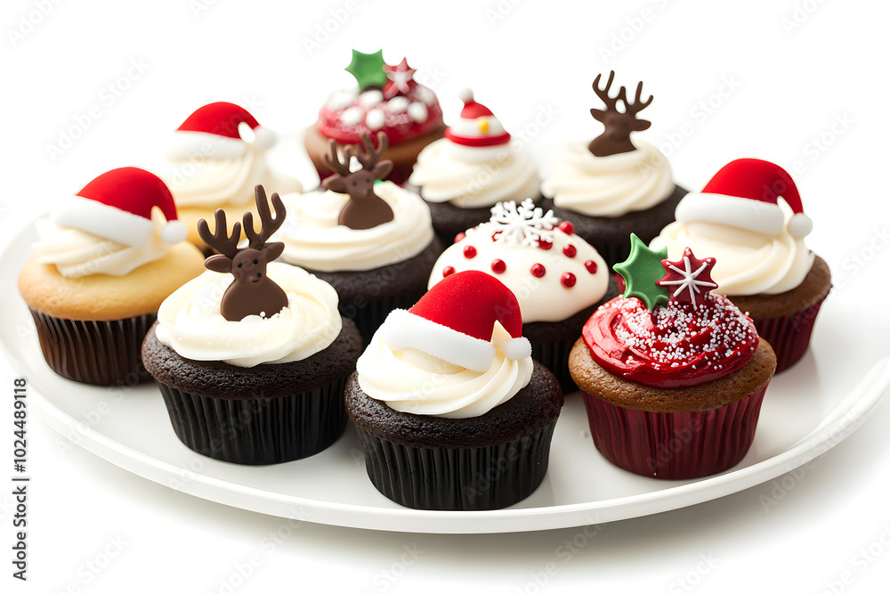 Assorted festive cupcakes with holiday designs Assorted festive cupcakes with holiday designs