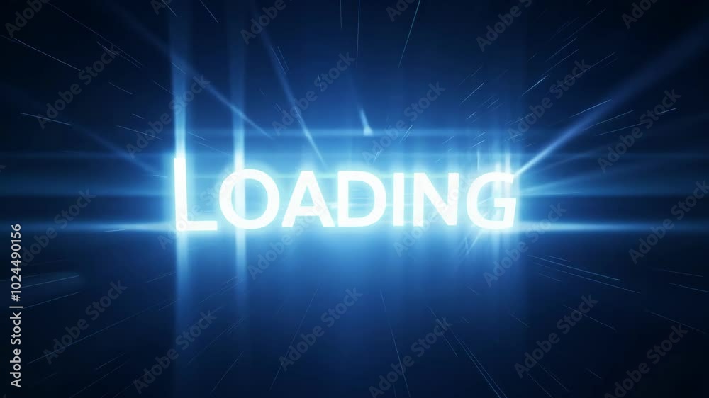 Bright neon loading screen with glowing blue light effects in digital style Bright neon loading screen with glowing blue light effects in digital style
