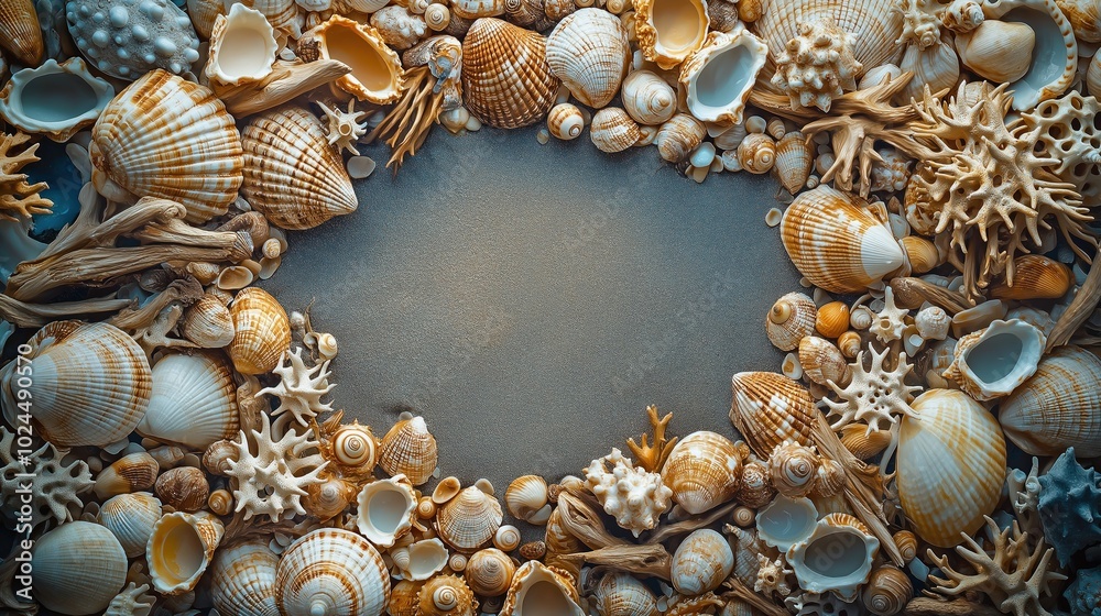 Obraz premium Seashells and Coral Arrangement