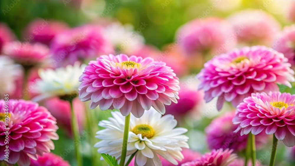 Macro pink and white flowers in garden with blur background Macro pink and white flowers in garden with blur background