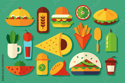 National taco day celebration with flat style food elements for design and decoration