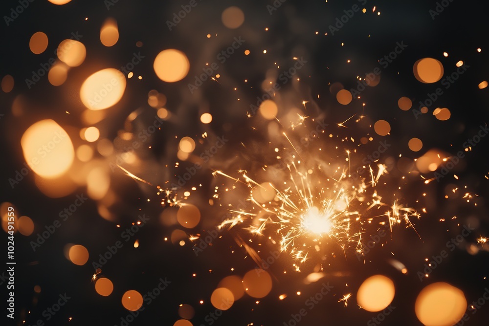 Obraz premium Nighttime Celebration with Burning Sparklers Brightening Up the Darkness