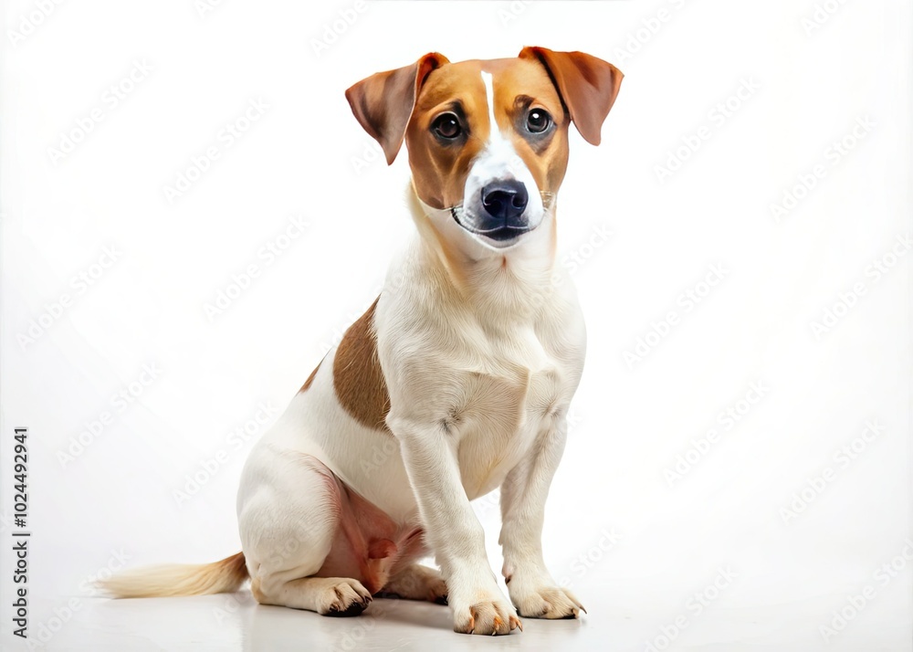 A graceful Jack Russell Terrier poses elegantly against a white backdrop, captivating pet lovers and dog enthusiasts with its charm and lively personality. A graceful Jack Russell Terrier poses elegantly against a white backdrop, captivating pet lovers and dog enthusiasts with its charm and lively personality.