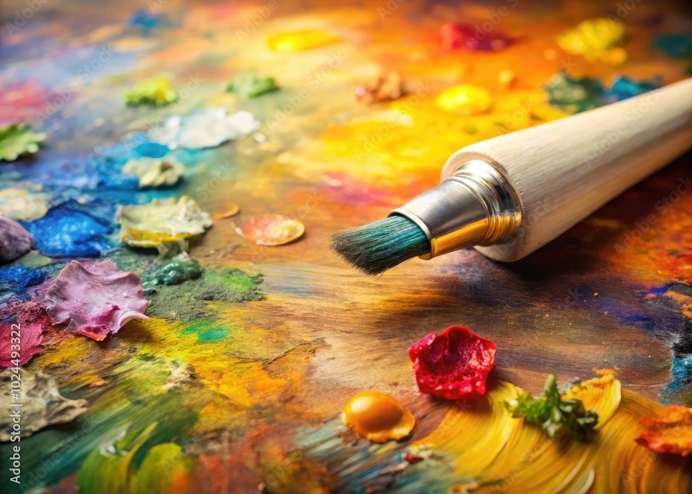 Obraz premium A lively color palette presented within a single paint tube, ideal for artistic endeavors. Offers ample copy space for creative projects and design inspiration.