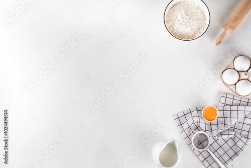 Empty space baking background with ingredients