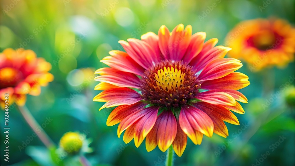 Macro shot of bright star blanket flower bloom with leading lines Macro shot of bright star blanket flower bloom with leading lines