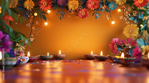 Wallpaper Mural 3D illustration of a blank paper with a Diwali celebration background Torontodigital.ca
