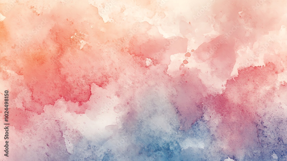 Abstract watercolor background in warm tones of red, orange, and blue.