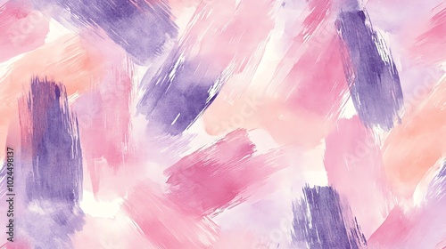 Abstract watercolor brushstroke background in soft pink, purple, and peach tones. photo