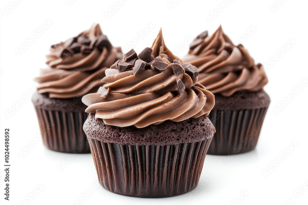 Chocolate cupcakes isolated on white background Chocolate cupcakes isolated on white background