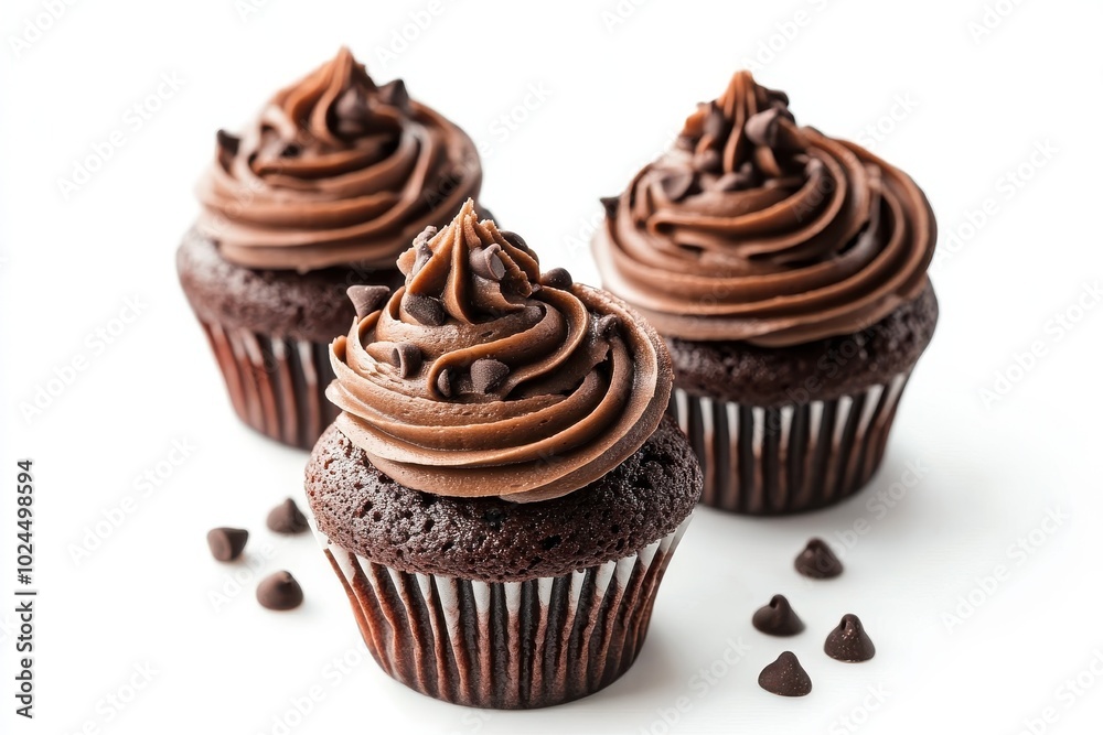 Chocolate cupcakes isolated on white background Chocolate cupcakes isolated on white background