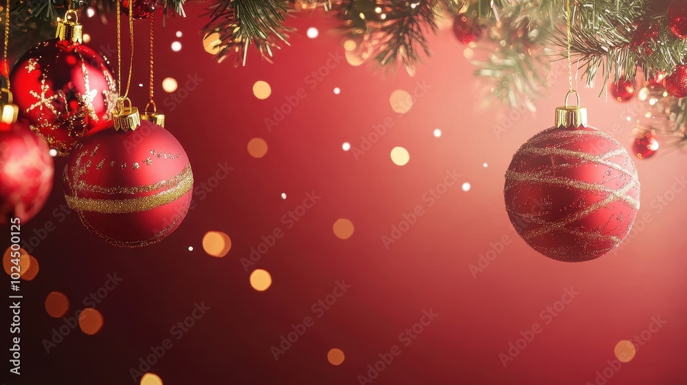 Festive Christmas Ornaments Hanging on Tree