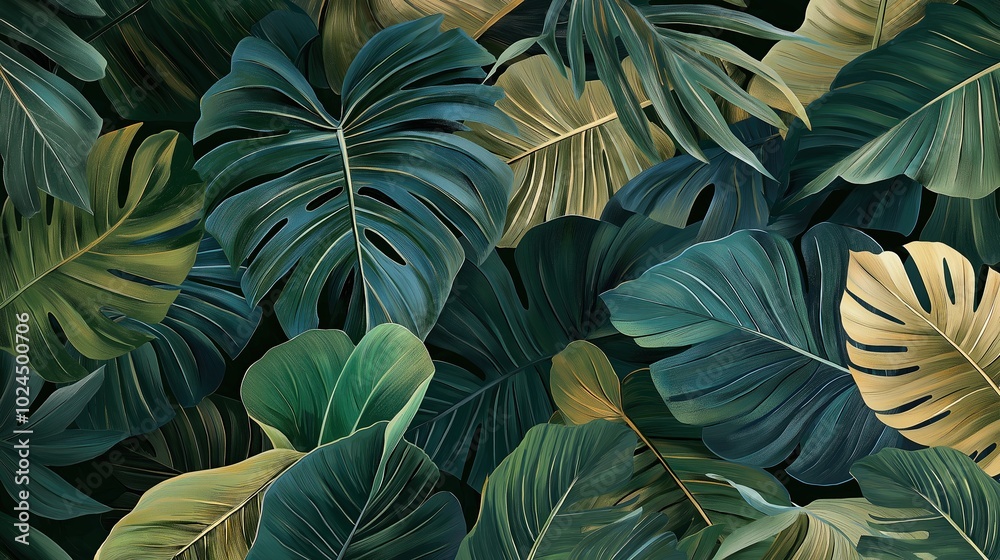 custom made wallpaper toronto digitalLush Tropical Leaf Background