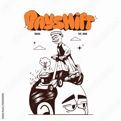 barber dayshift t shirt design .eps