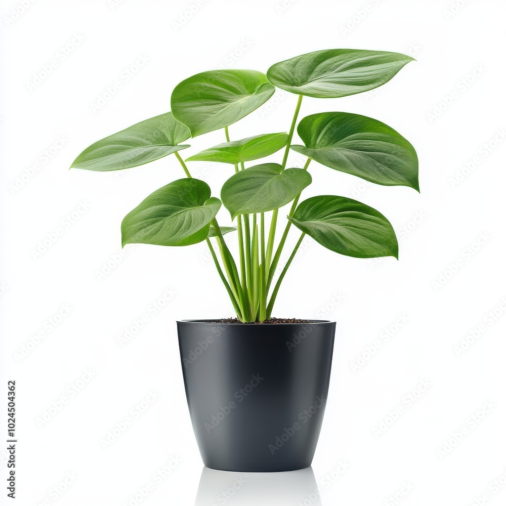 Houseplant in black pot isolated on white background Houseplant in black pot isolated on white background