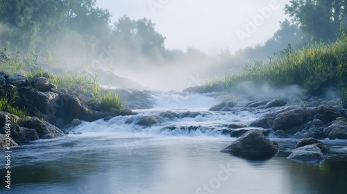 Misty River Landscape