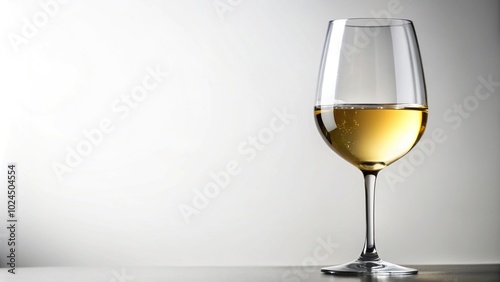 Macro shot of white wine in a wine glass on a white background