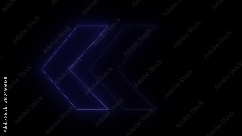 Blue neon swipe arrow pointing to left and moving on black background. Animated glowing left directional traffic arrows animation transitional arrow navigation Blue neon swipe arrow pointing to left and moving on black background. Animated glowing left directional traffic arrows animation transitional arrow navigation