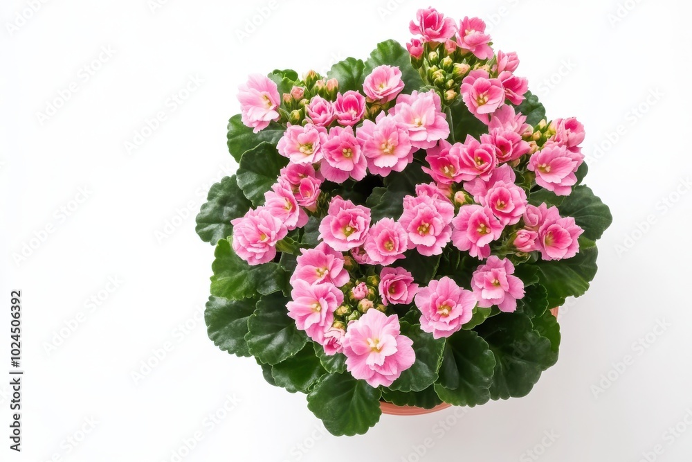 Pink Kalanchoe plant in pot isolated on white background Pink Kalanchoe plant in pot isolated on white background
