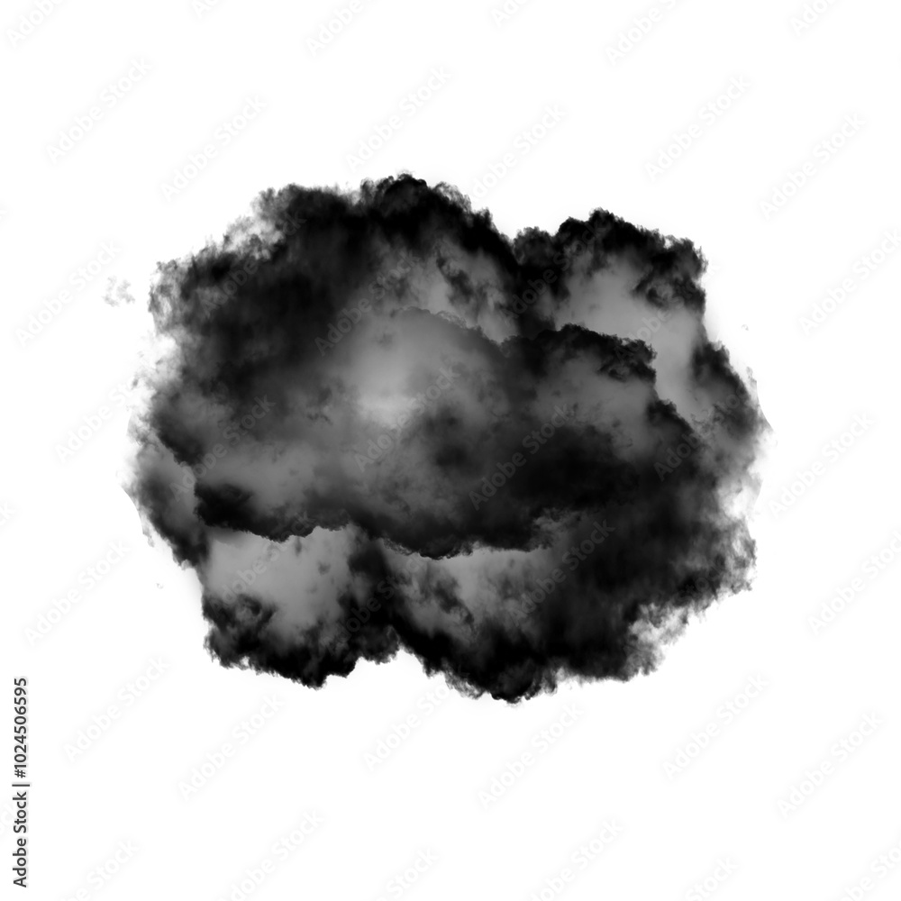 Black smoky cloud shape over white background Black smoky cloud shape over white background