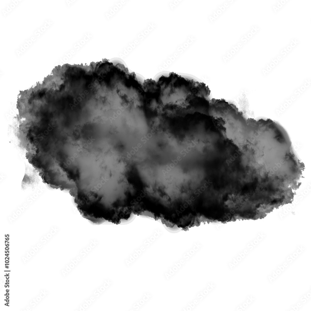 Black smoky cloud shape over white background Black smoky cloud shape over white background