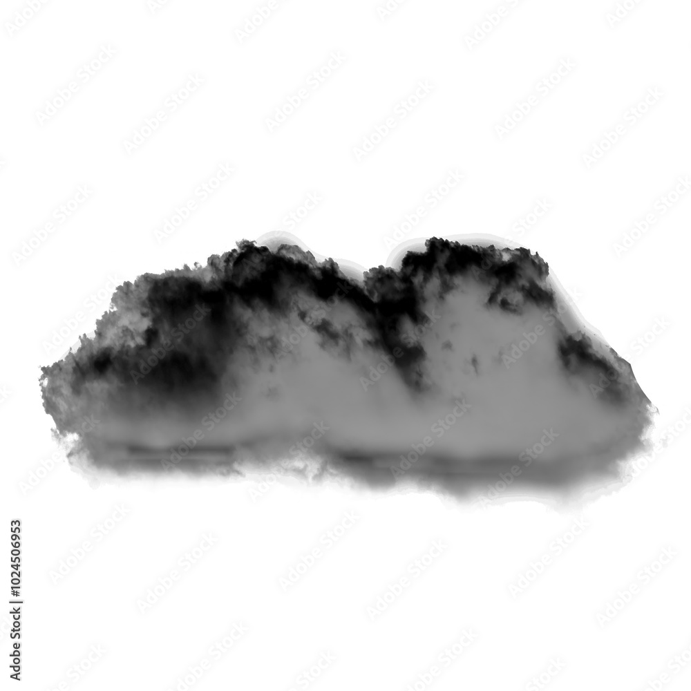 Fototapeta premium Black smoky cloud shape over white background