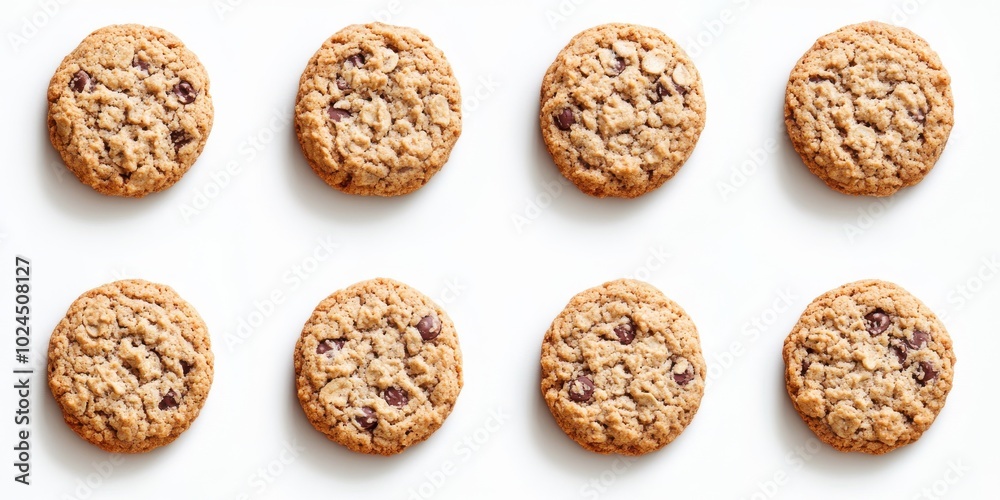 Set of 8 Oatmeal cookie isolated on white background Set of 8 Oatmeal cookie isolated on white background