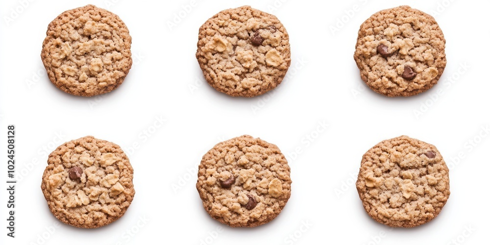 Set of 8 Oatmeal cookie isolated on white background Set of 8 Oatmeal cookie isolated on white background
