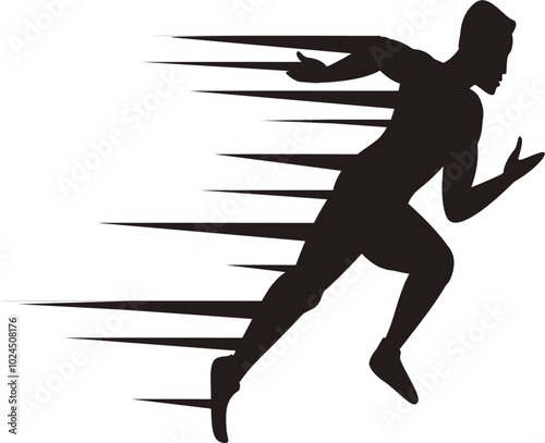 silhouette of an athlete running in full speed vector icon