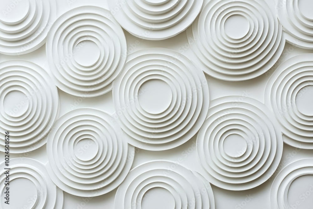 White Concentric Circles Abstract Wall Art