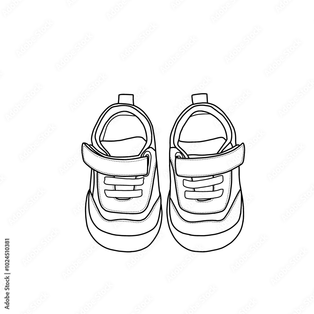 High tops ankle sneakers anti-slip. Toddler, baby, infant prewalker shoes. Hand-drawn illustration sneakers. Isolated with a white background. High tops ankle sneakers anti-slip. Toddler, baby, infant prewalker shoes. Hand-drawn illustration sneakers. Isolated with a white background.