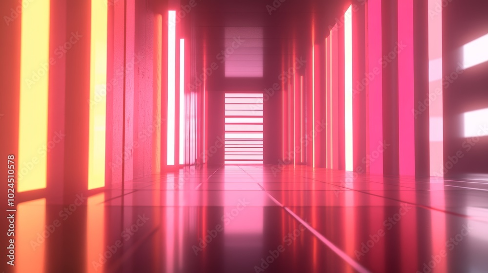 Vibrant and cheerful, exploring the design of a pink yellow hallway Vibrant and cheerful, exploring the design of a pink yellow hallway