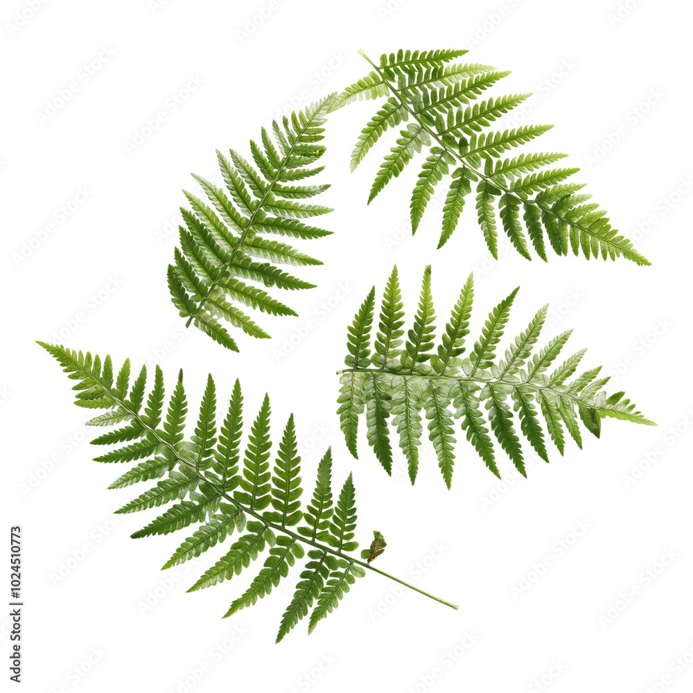 Green fern leaves isolated on black background. Botanical nature foliage for design Green fern leaves isolated on black background. Botanical nature foliage for design