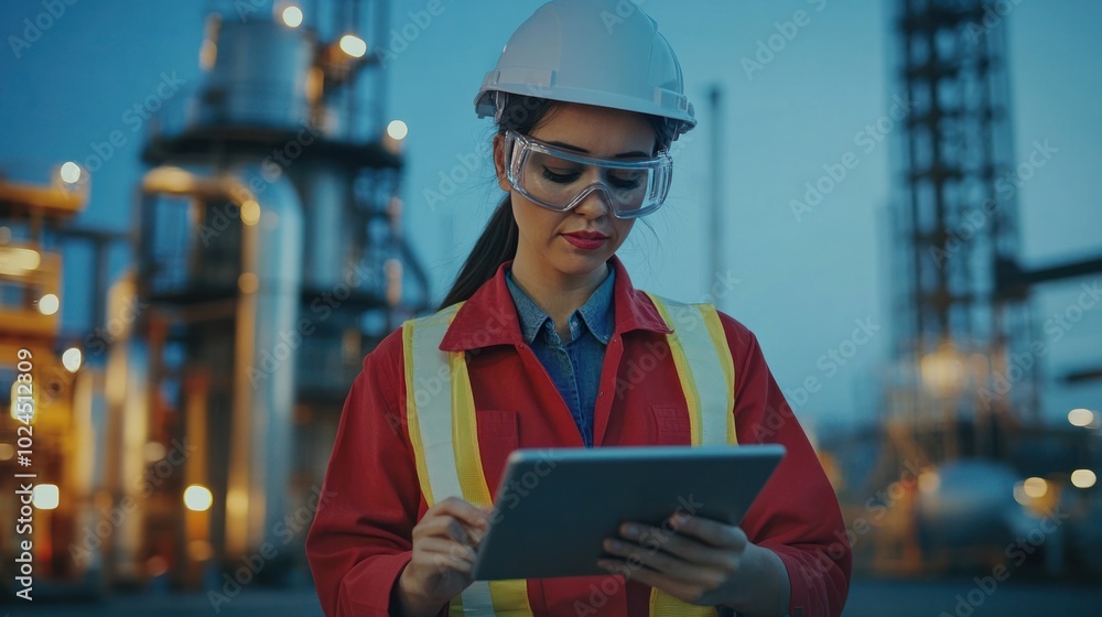 Action shot of a smart engineer woman using a tablet at a construction site Action shot of a smart engineer woman using a tablet at a construction site