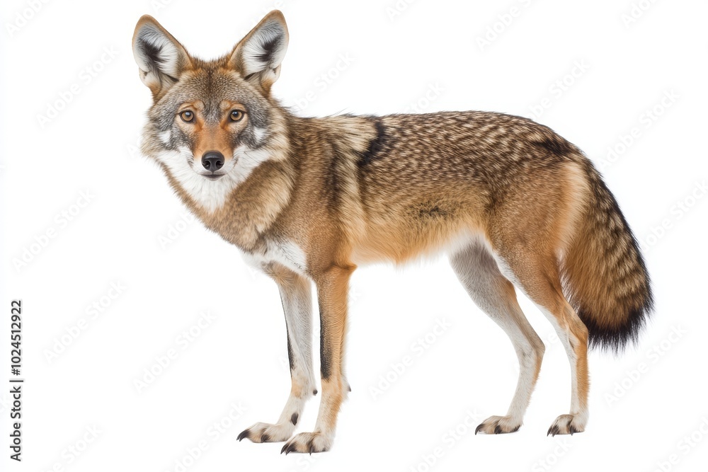 Fototapeta premium High-quality PNG of an isolated red wolf on a transparent background for wildlife illustrations, nature-inspired designs, and animal graphics showcasing majestic canine predators.