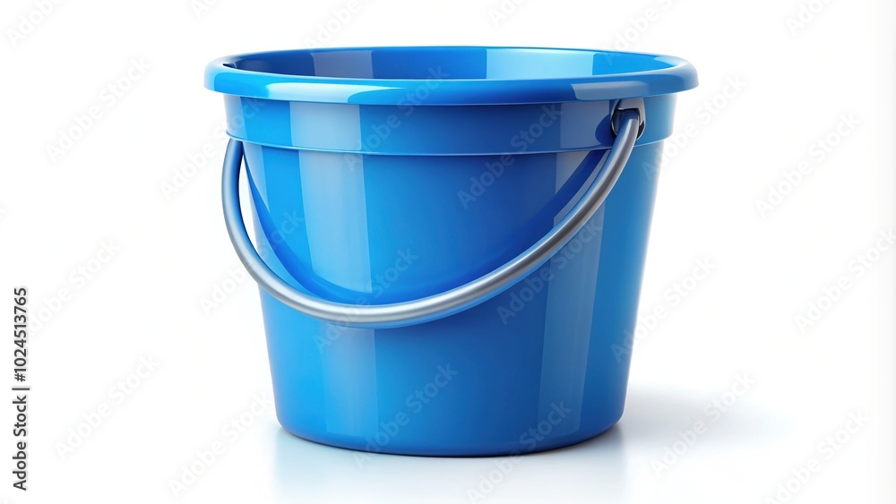 Blue Plastic Bucket for House Cleaning and Gardening - Flat Design Vector Illustration Blue Plastic Bucket for House Cleaning and Gardening - Flat Design Vector Illustration