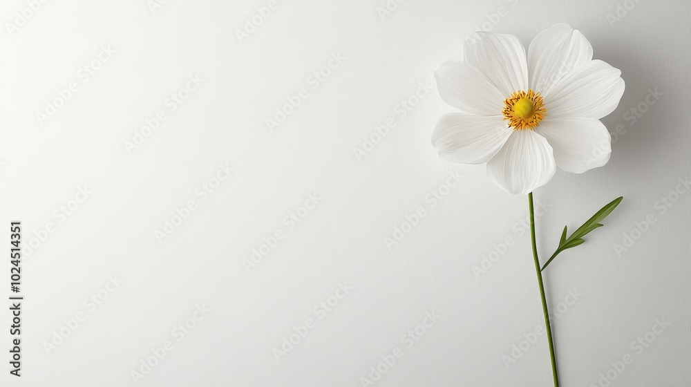 Delicate Beauty of a Single White Cosmos Flower Delicate Beauty of a Single White Cosmos Flower