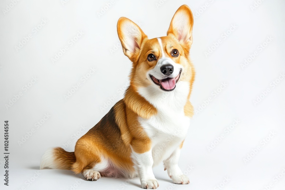 Welsh corgi breed dog sitting on a white background Welsh corgi breed dog sitting on a white background