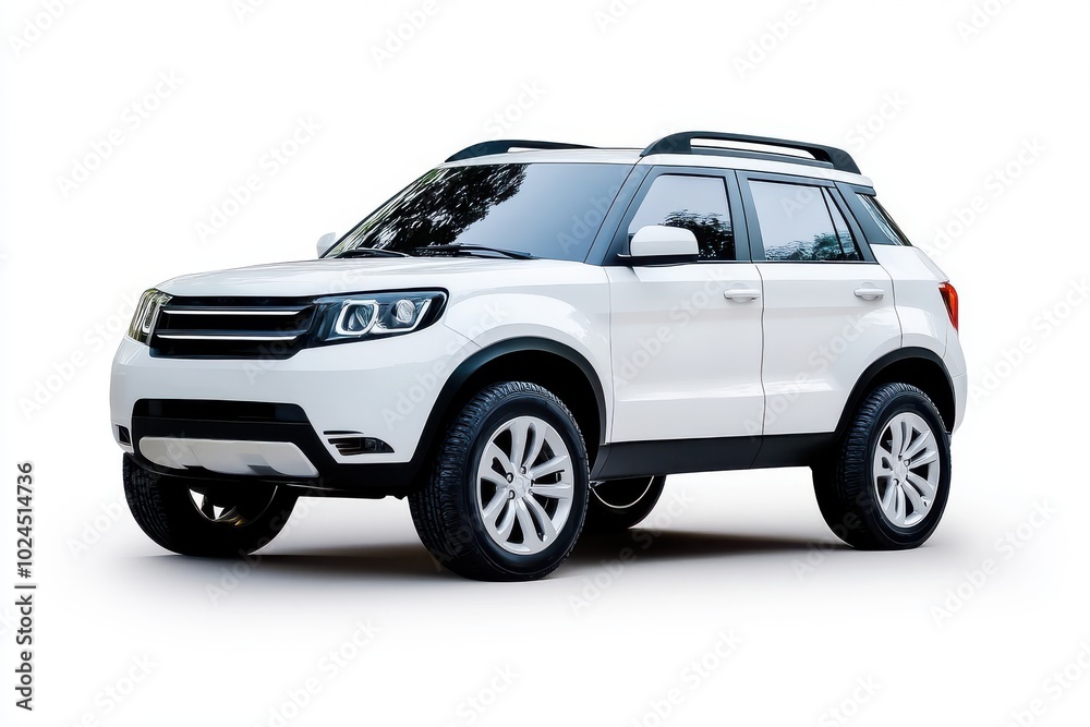 white SUV car isolated on white background with clipping path white SUV car isolated on white background with clipping path