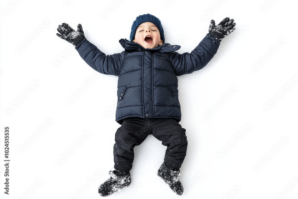 In the snow parks, this child is lying on the ice as he forms a snow angel. In the snow parks, this child is lying on the ice as he forms a snow angel.