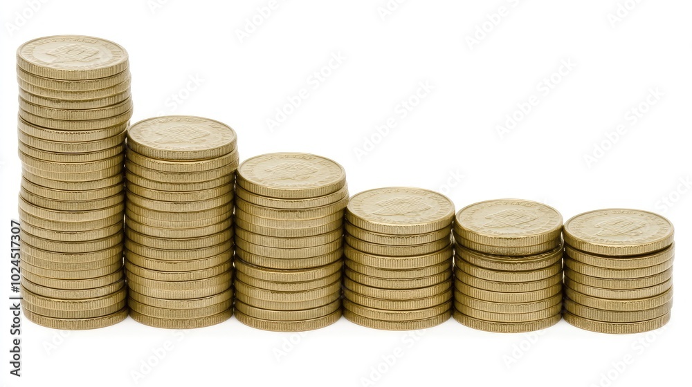 Stacks of golden coins alongside an ascending graph, depicting the financial upward momentum and economic prosperity. Stacks of golden coins alongside an ascending graph, depicting the financial upward momentum and economic prosperity.