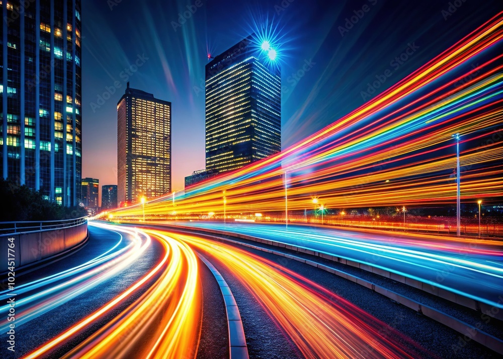 Fototapeta premium Corporate Lines on Black Background - Long Exposure Effect for Modern Business Themes